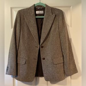 MaxMara Italian Wool Brown Patterned Pantsuit from Saks 5th Avenue
